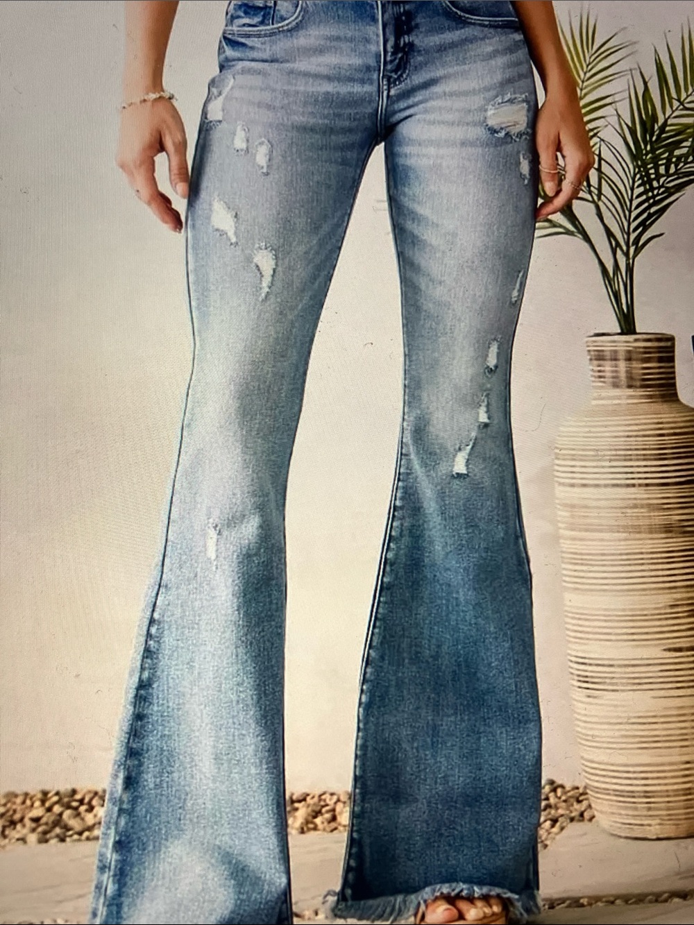 Good Jeans Distressed Light Blue frayed hem and waist